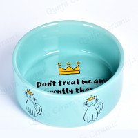 Wholesale Custom emboss Pet Feeder Ceramic Dog Cat Food Bowl