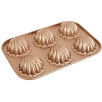 6-Cup Non-stick Carbon Steel Baking Mold Shell Shaped Cake Baking Pan