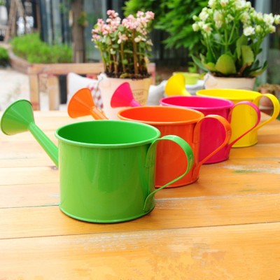 High quality Colorful garden metal watering can  Hot sale Galvanized steel garden watering can metal flowers pot