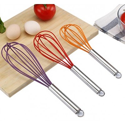 8" Wire Whisk,Kitchen Beating Stirring,Silicone Whisk with Stainless Steel handle