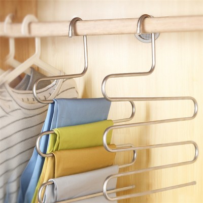 homeself Stainless Steel S-type Multi-Purpose Magic Closet Hangers Space Saver Storage Rack for Hanging Jeans Trouser Scarf