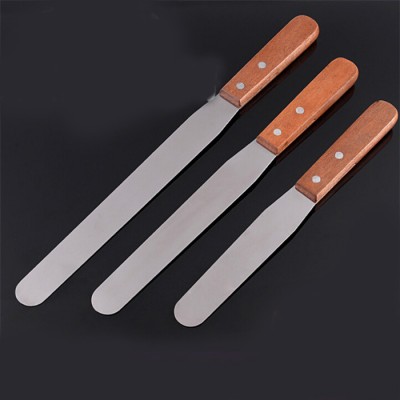 6" 8" 10" stainless steel unique knife spatula with wooden handle