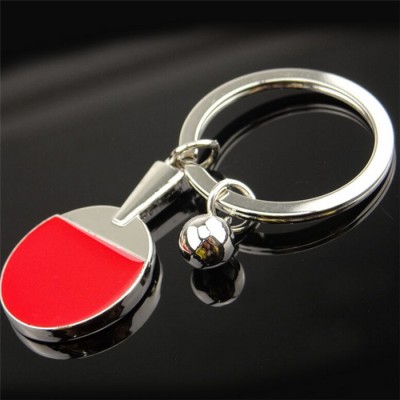 engraved Logo Kirsite Gift Metal Keyfob key ring customized Table tennis bat metal key chain