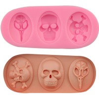 Halloween Skeleton 3D Fondant Pirate skull silicone soap mold