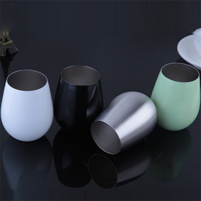 Unbreakable BPA Free colored stainless steel Stemless wine glass