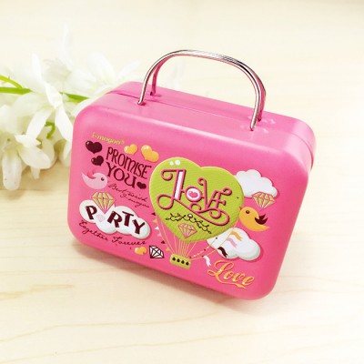 Pink rectangle gift tin can change packet candy box