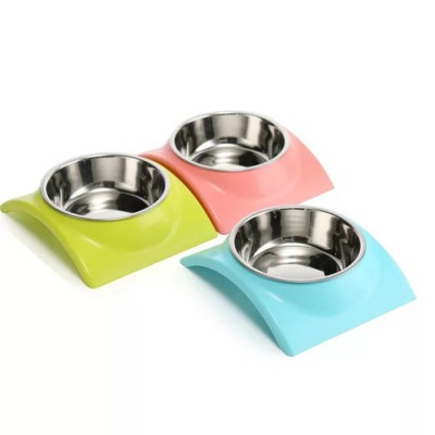 2018 Stainless Steel Cute pet Dog Dish Bowls with Non-skid Base