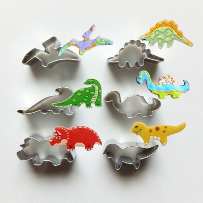 Dishwasher safe 6 pcs stainless steel Dinosaur cookie cutter set