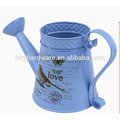 European style Galvanized painting garden metal watering can , Countryside Flowers watering can metal flowers pot