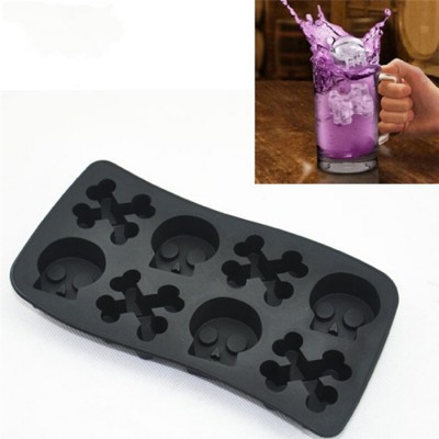 Halloween Skeleton custom 8 cavity 3D funny skull silicone ice cube chocolate mold