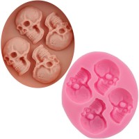 Halloween Skeleton round 3D Fondant skull silicone mold