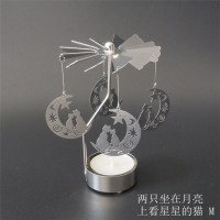 Metal decorating Rotary Candle Holder Spinning Candle holder (Moon+cat)